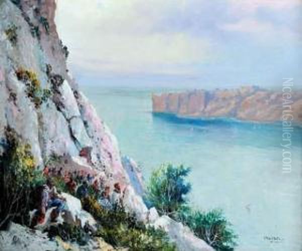 La Benediction Des Bateaux Dans La Baie De Cassis. Oil Painting by Louis Nattero