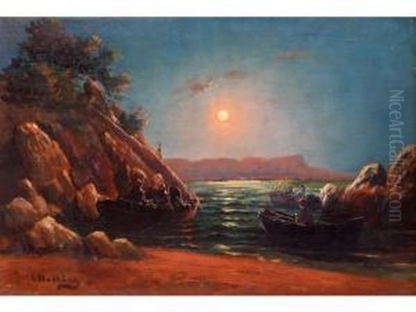 Crepuscule Sur Le Littoral Provencal Oil Painting by Louis Nattero