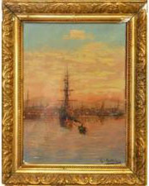 Bateaux Dans Le Port De Marseille Oil Painting by Louis Nattero