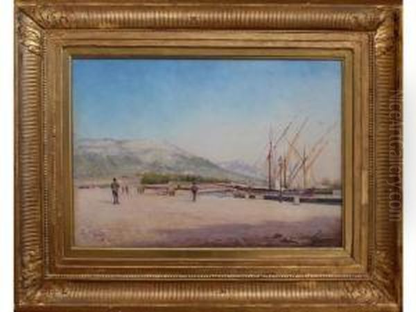 Promenade Sur Le Port Oil Painting by Louis Nattero