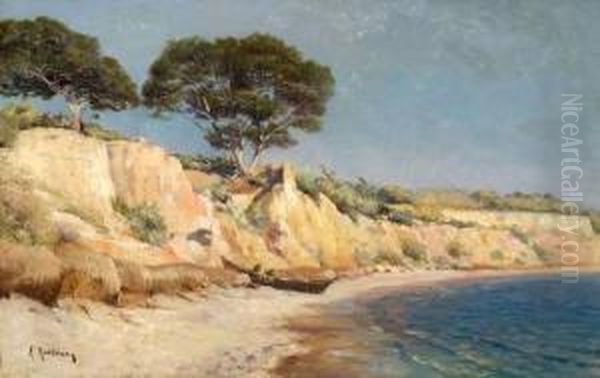 Barque En Bord De Cote. Oil Painting by Louis Nattero