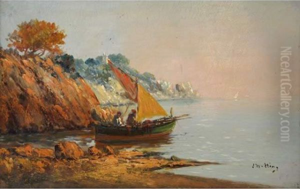 :pecheur En Bord De Cote Oil Painting by Louis Nattero