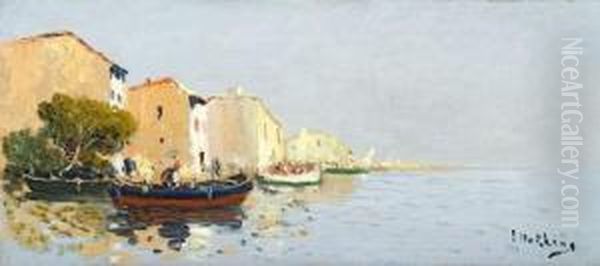 Vue Des Martigues. Oil Painting by Louis Nattero