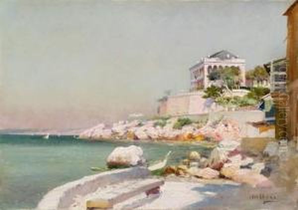 La Reserve Sur La Corniche A Marseille. Oil Painting by Louis Nattero