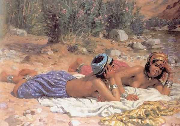 Bathers Resting Oil Painting by Alphonse Etienne Dinet