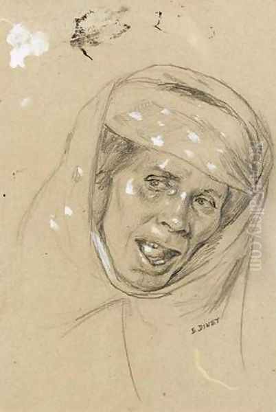 Study for Algerian Woman (Etude de femme algerienne) Oil Painting by Alphonse Etienne Dinet