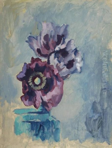 Weisviolette Tulpen Oil Painting by Heinrich Nauen