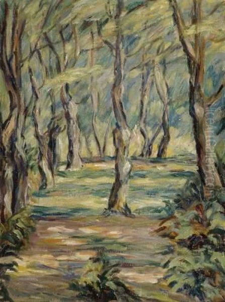 Forest Glade Oil Painting by Heinrich Nauen