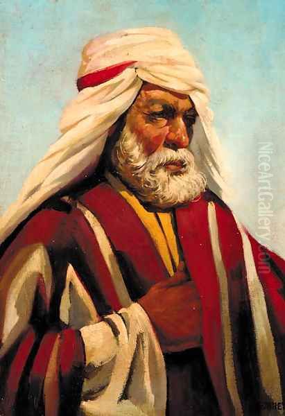 An Arab in traditional dress Oil Painting by Alphonse Etienne Dinet