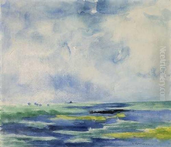 Weiter Himmel Uber Bewegtem Meer. Oil Painting by Heinrich Nauen