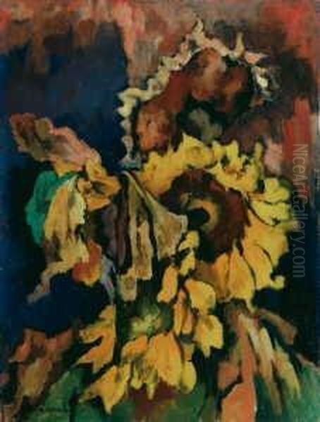 Verwelkende Sonnenblumen Oil Painting by Heinrich Nauen