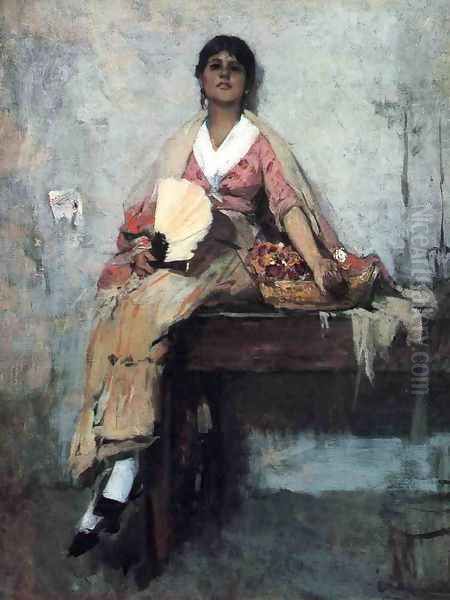 Flower Girl I Oil Painting by Frank Duveneck