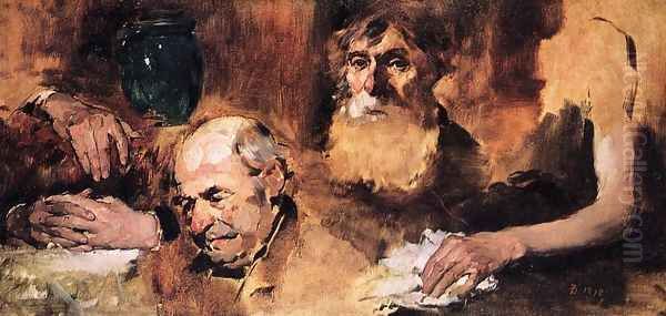 Heads and Hands (study) I Oil Painting by Frank Duveneck