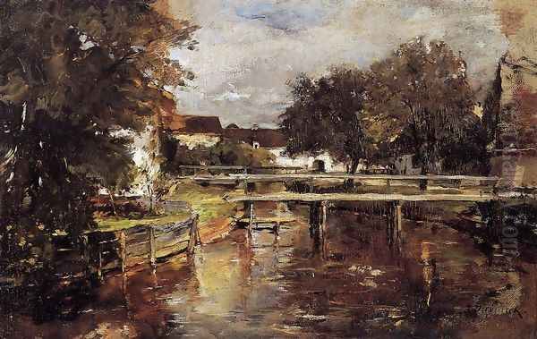 Old Towl Brook, Polling, Bavaria Oil Painting by Frank Duveneck