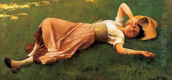 Siesta Oil Painting by Frank Duveneck