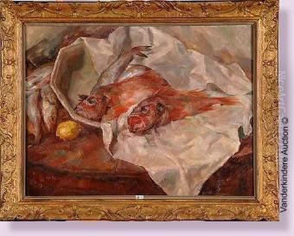 Nature Morte Aux Poissons Oil Painting by Arthur Navez