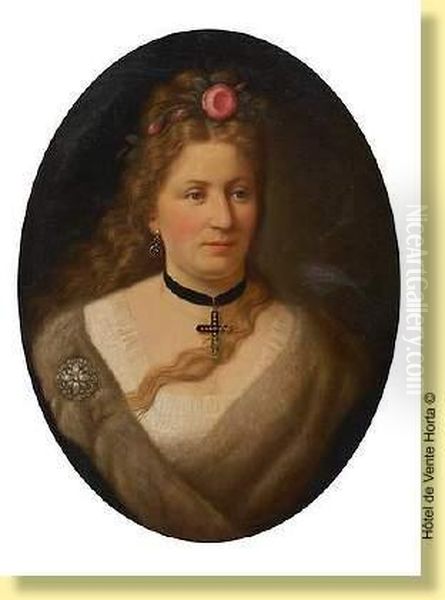 Jeune Femme A La Rose Oil Painting by Francois Joseph Navez