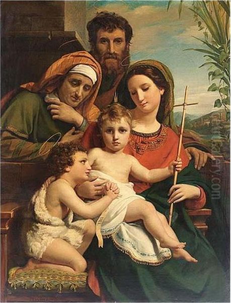 The Holy Family With Saint John The Baptist And Saint Elisabeth Oil Painting by Francois Joseph Navez