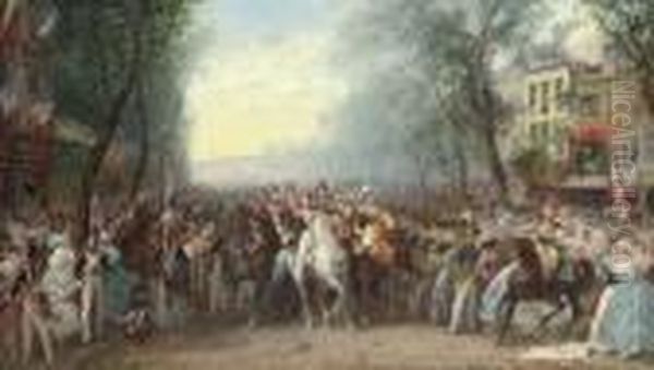 The Arrival Of The Infantry Oil Painting by Joseph Navlet