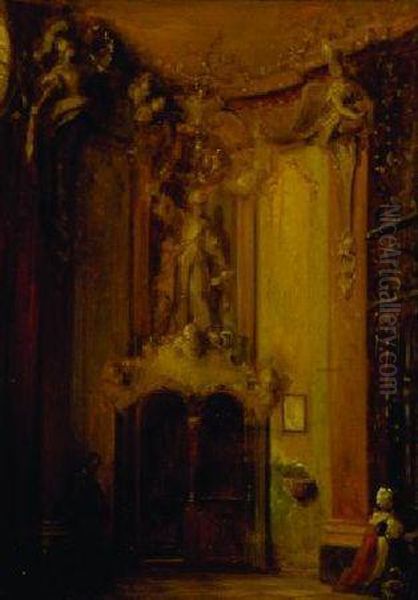 (i) Chapel Interior Oil Painting by Josef Navratil