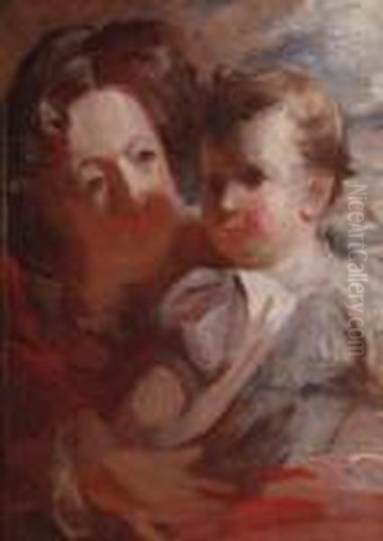 Portrait Of Mrs. Neagle And Her Son Garrett Oil Painting by John Neagle