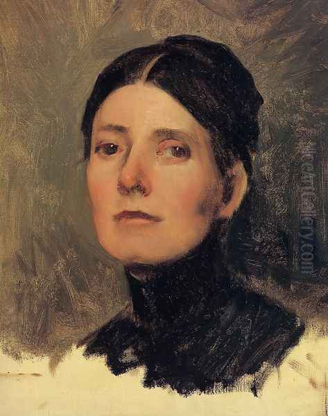 Portrait of Elizabeth Boott I Oil Painting by Frank Duveneck