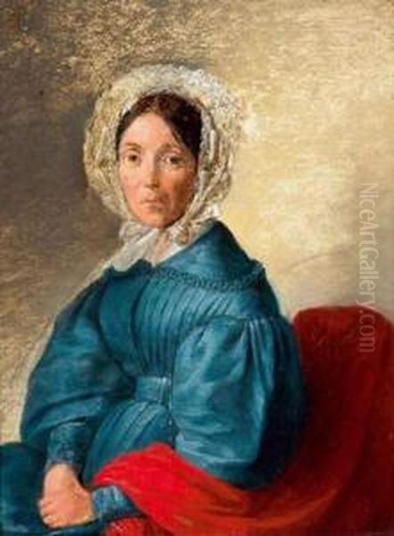 Bildnis Einer Dame In Blauem Kleid Oil Painting by Johann Michael Neder