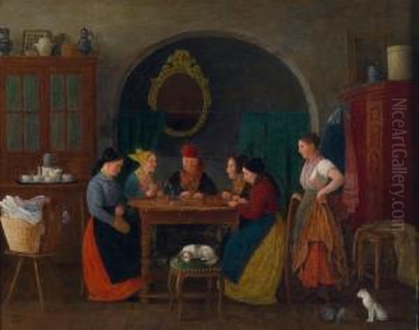 Giocata Al Lotto Oil Painting by Johann Michael Neder