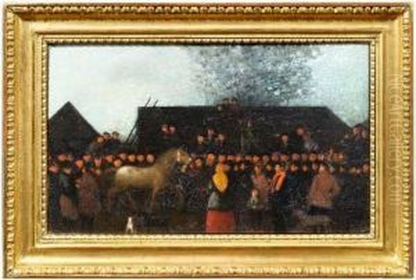 Beim Pferdemarkt Oil Painting by Johann Michael Neder