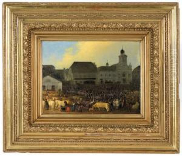 Akademie) Am Viehmarkt Oil Painting by Johann Michael Neder