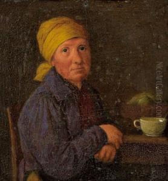 Frau Bei Einer Tasse Tee Oil Painting by Johann Michael Neder