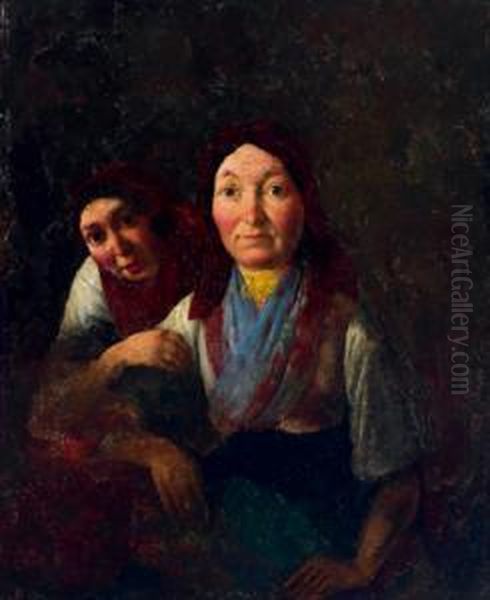 Viticoltrice E Serva Oil Painting by Johann Michael Neder