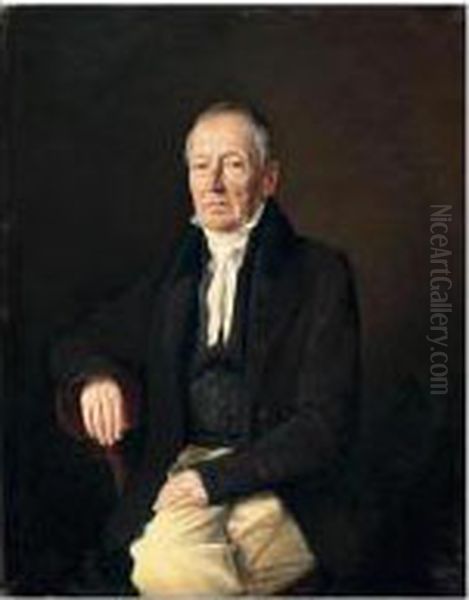 Franz Purschka, Pensionierter 
Linzer Oberpostamtskontrolleur (portrait Of Franz Purschka, Retired 
Postmaster Of The City Of Linz) Oil Painting by Johann Michael Neder