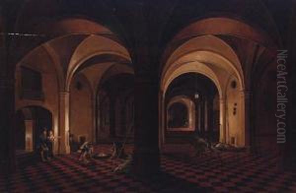 The Interior Of A Crypt With The Liberation Of Saint Peter Oil Painting by Peeter, the Elder Neeffs