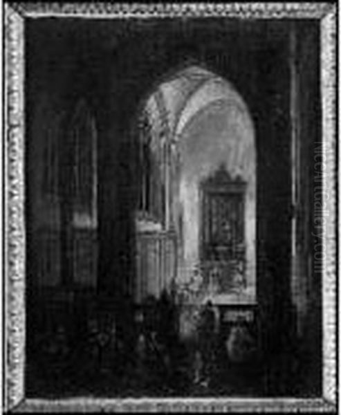 Interieur D'eglise Gothique Oil Painting by Pieter Neefs The Elder, Frans The Younger Francken