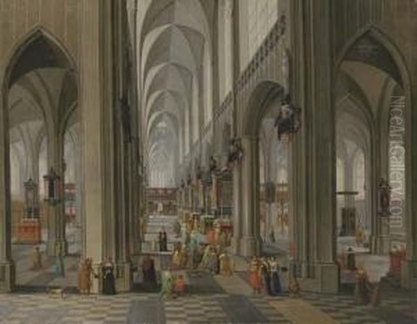 The Interior Of A Cathedral Oil Painting by Pieter Ii Neefs