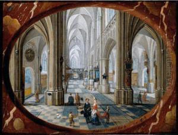 The Interior Of A Gothic Church, Looking East Oil Painting by Pieter Ii Neefs