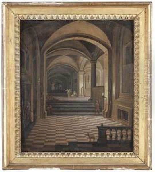 An Architectural Fantasy With Saint Peter Imprisoned Oil Painting by Pieter Ii Neefs