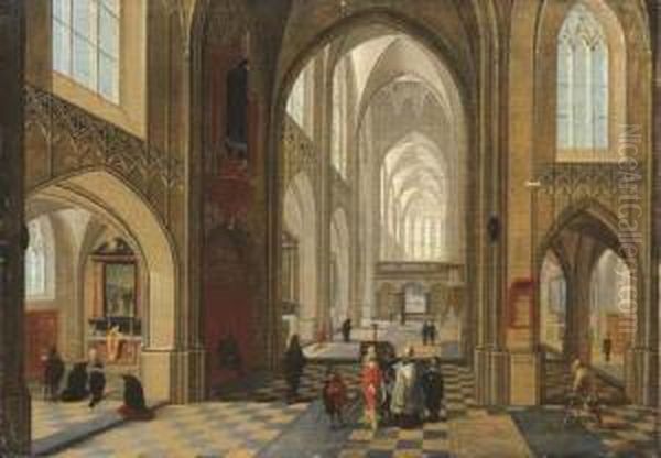 The Interior Of A Cathedral Oil Painting by Pieter Ii Neefs