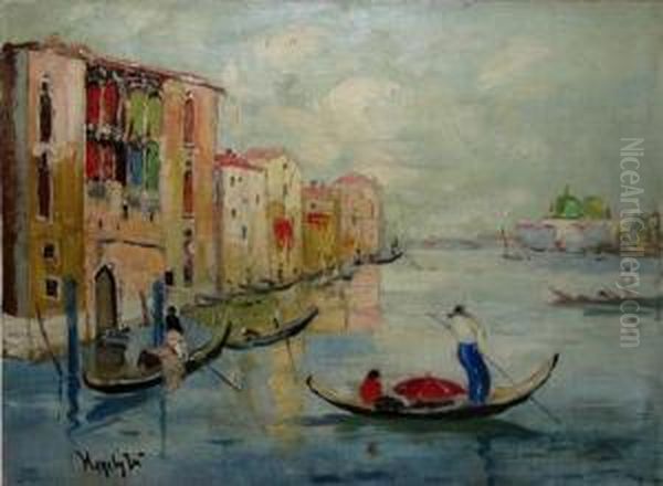 Gondolier La Venetia Oil Painting by Rudolf Negely