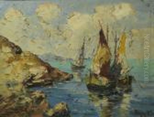 Marina Oil Painting by Rudolf Negely