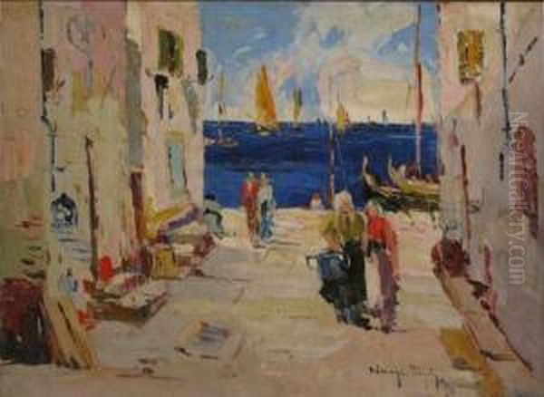 Port La Mediterana Oil Painting by Rudolf Negely