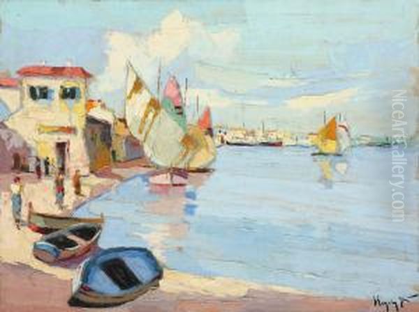 Southern Harbour Oil Painting by Rudolf Negely