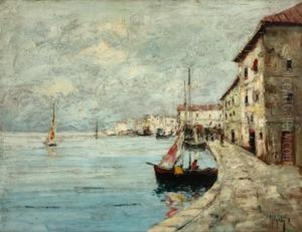 Harbour From Provence Oil Painting by Rudolf Negely