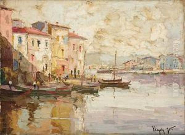 Italian View Oil Painting by Rudolf Negely