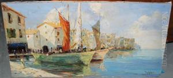 Hafen Von Spalato Oil Painting by Rudolf Negely