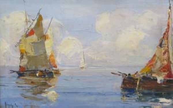 Sail Boats Oil Painting by Rudolf Negely