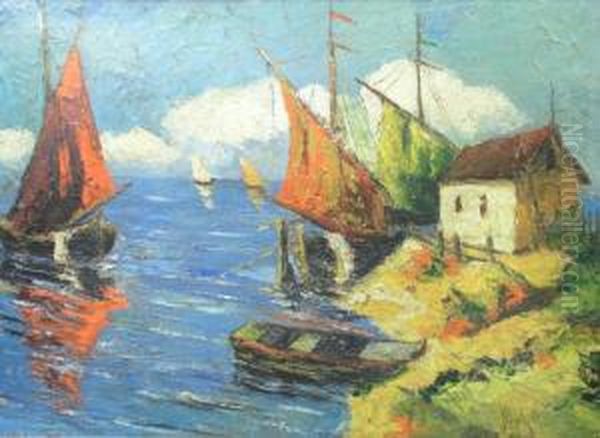 Boats Oil Painting by Rudolf Negely