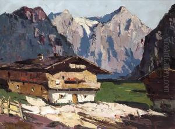 Svajci Hegyek Kozott Oil Painting by Rudolf Negely