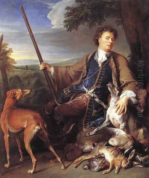 Self-Portrait as a Huntsman 1699 Oil Painting by Alexandre-Francois Desportes